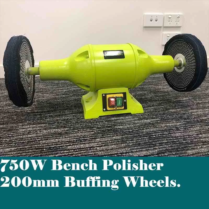 200mm Bench Polisher Bench Buffer Polishing Buffing Machine 750W Heavy Duty Industrial