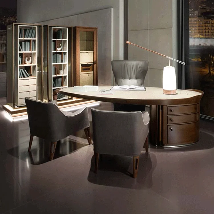 Офисный стол из массива дерева и кожи для кабинета офисный стол для конференц-зала