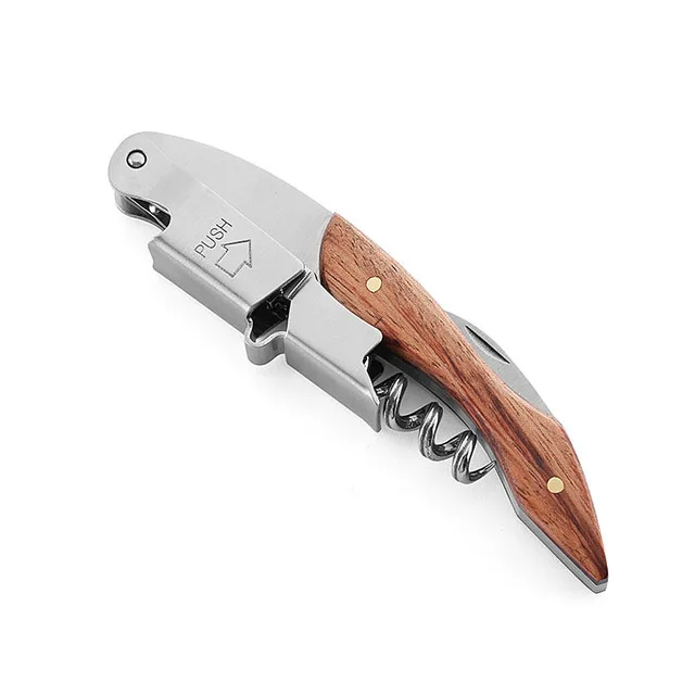Hot Selling Multi Function Stainless Steel Cork Screw Rosewood Red Wood Wine bottle Opener 3 in 1 Rosewood Waiters Corkscrew
