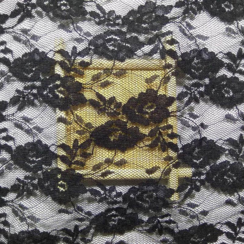 Alibaba проверенный завод Горячая Распродажа черный цветочный цветок Французский тянущийся тканевый 5