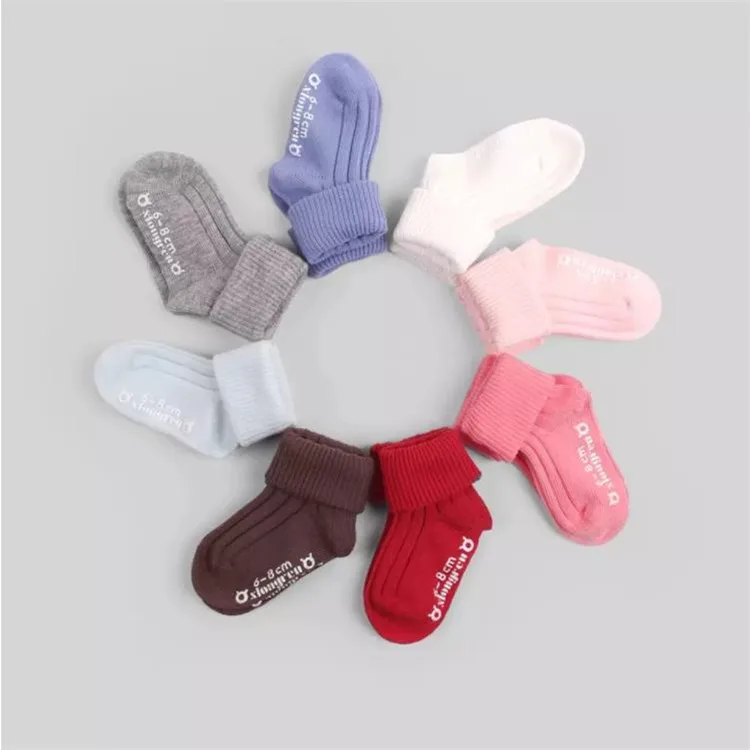 Hot sell cotton knit baby socks for kids anti slip socks