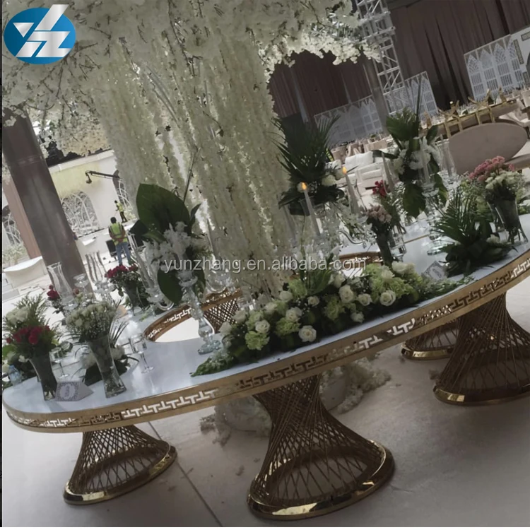 Half Round Shape Stainless Steel Legs Hotel Dining Banquet Table