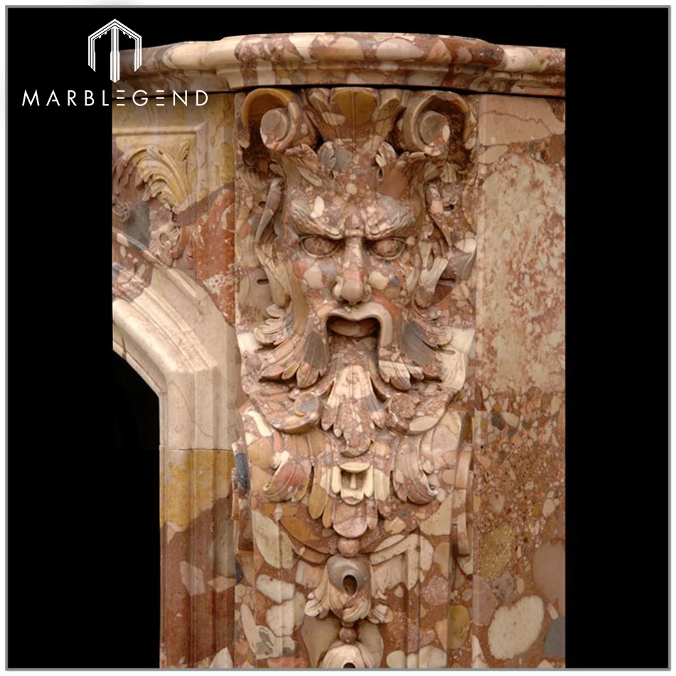 
Luxury Freestanding Hand-Carving Natural Marble Fireplace Mantel With Lion 