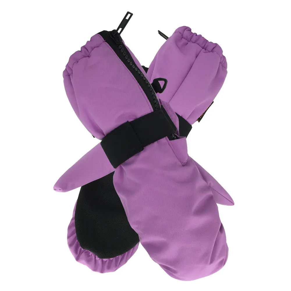 Purple Waterproof Sports Ski Mittens For Girls