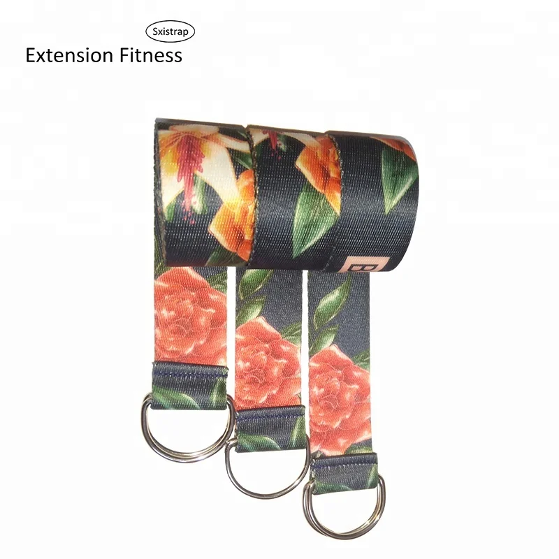 Custom design  logo Cotton yoga straps and yoga belt with 2 D-rings