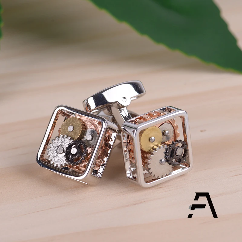 Stainless Steel Wheel Gear Metal Steampunk Cufflinks