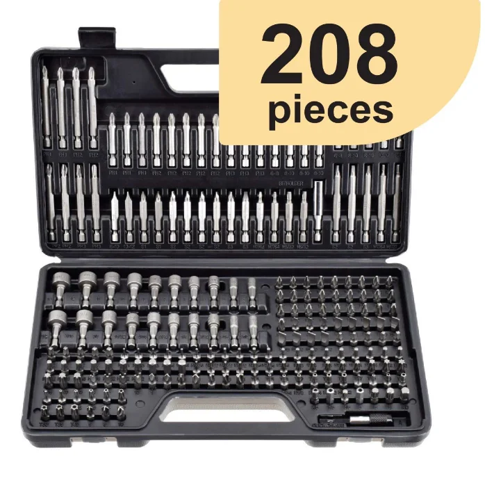 208 Piece Screwdriver Bit Set, High Grade Carbon Steel, Includes Hard-to-Find Security Bits with high quality