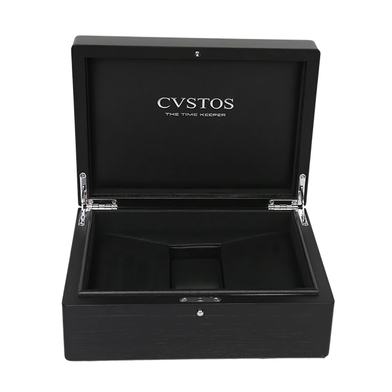 Watch Case Wooden Watch Spring with PU Leather High-quality Wholesale Custom Logo Black Customized Logo Luxury Wooden Box CN;GUA
