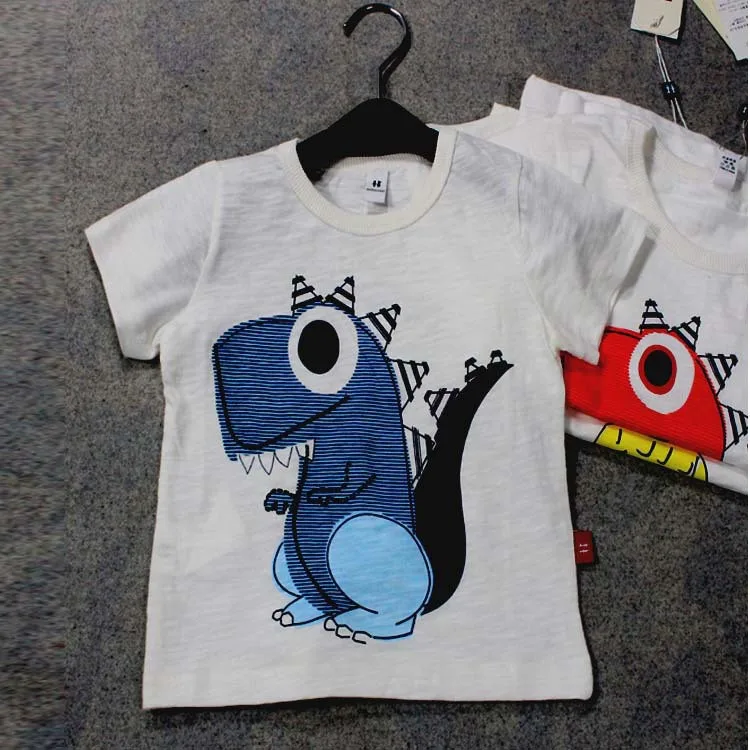 Wholesale summer baby boy tops cheap Dinosaurs printing short sleeve child boy tshirt