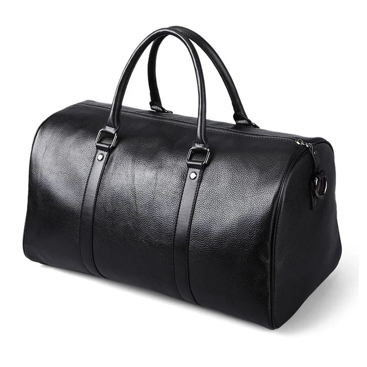 waterproof pu leather bag travel duffel bag black