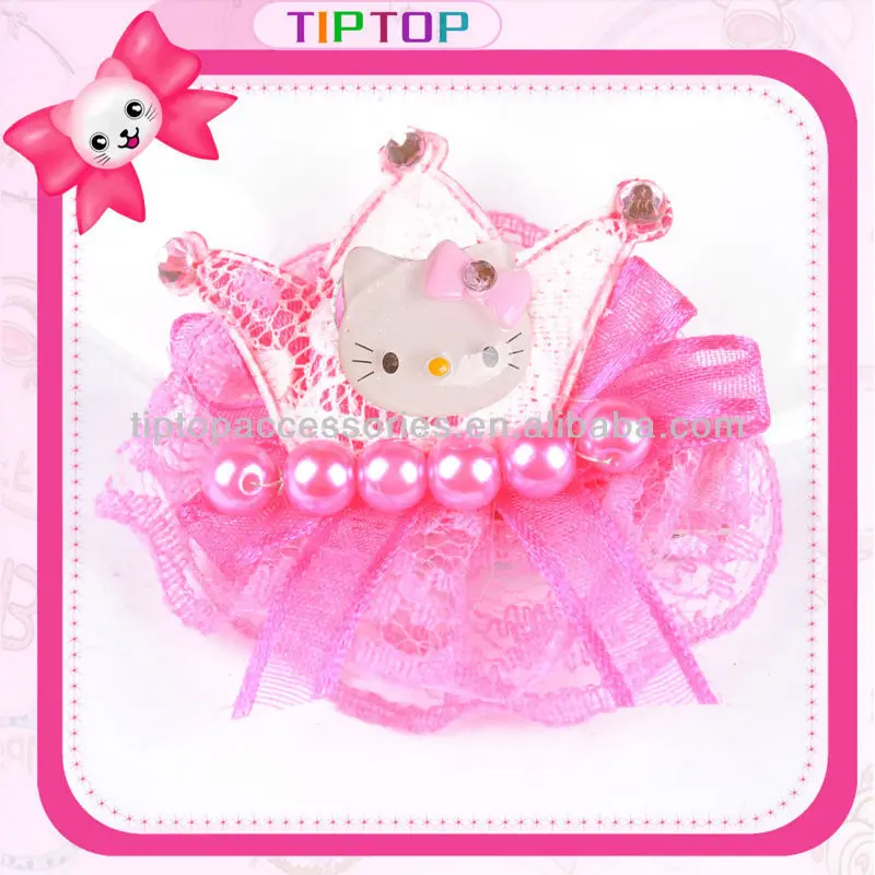 Hello Kitty Lace Hairclips With Crown For Girls and Women