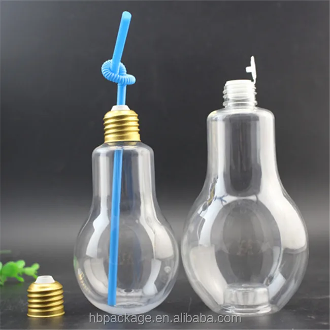 empty transparent 250ml 300ml 400ml pet plastic light bulb bottle for Carbonated drinks Soft drink