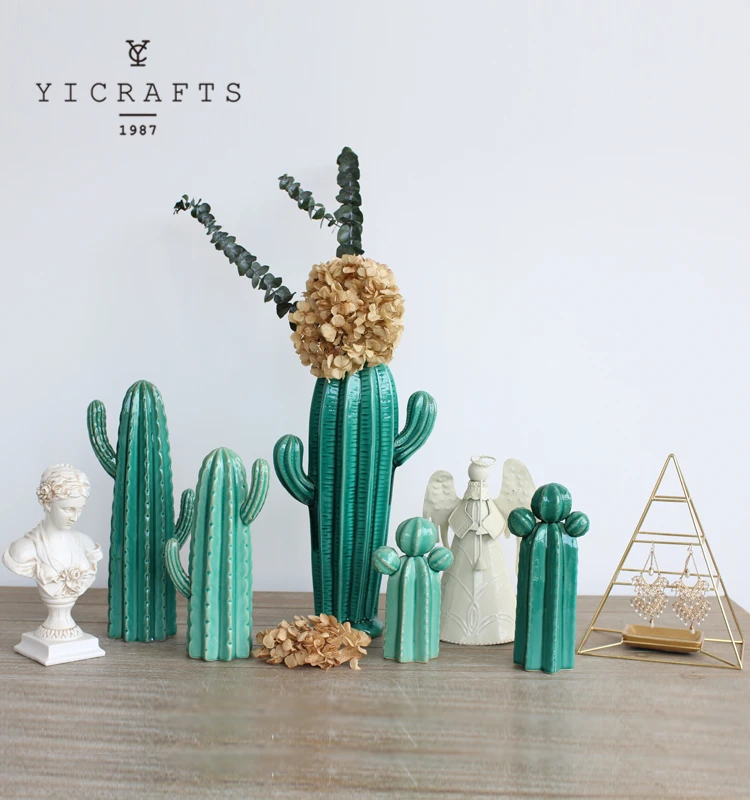 
Nordic style green cactus home decoration ceramic vase 