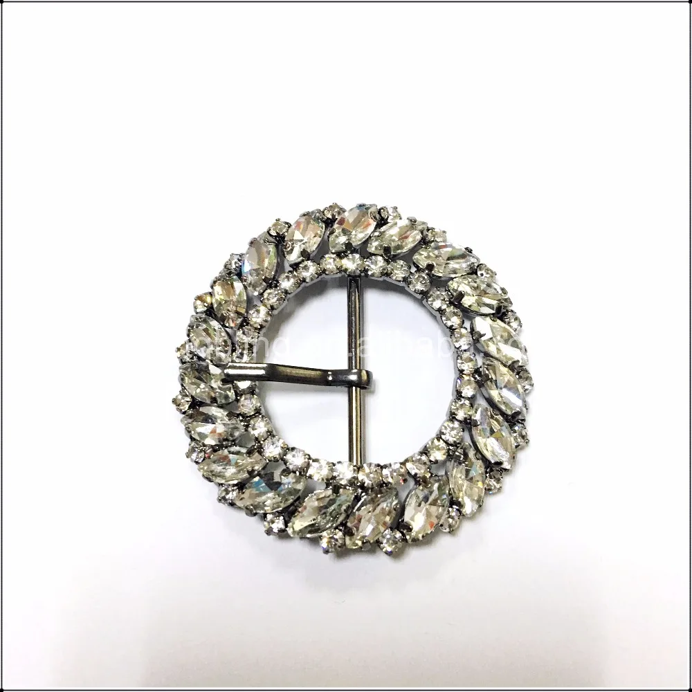 2024 Fashion Style Metal Alloy Round Rhinestone Crystal Ladies High Heels Shoe Decoration Accessories Shoe Buckles