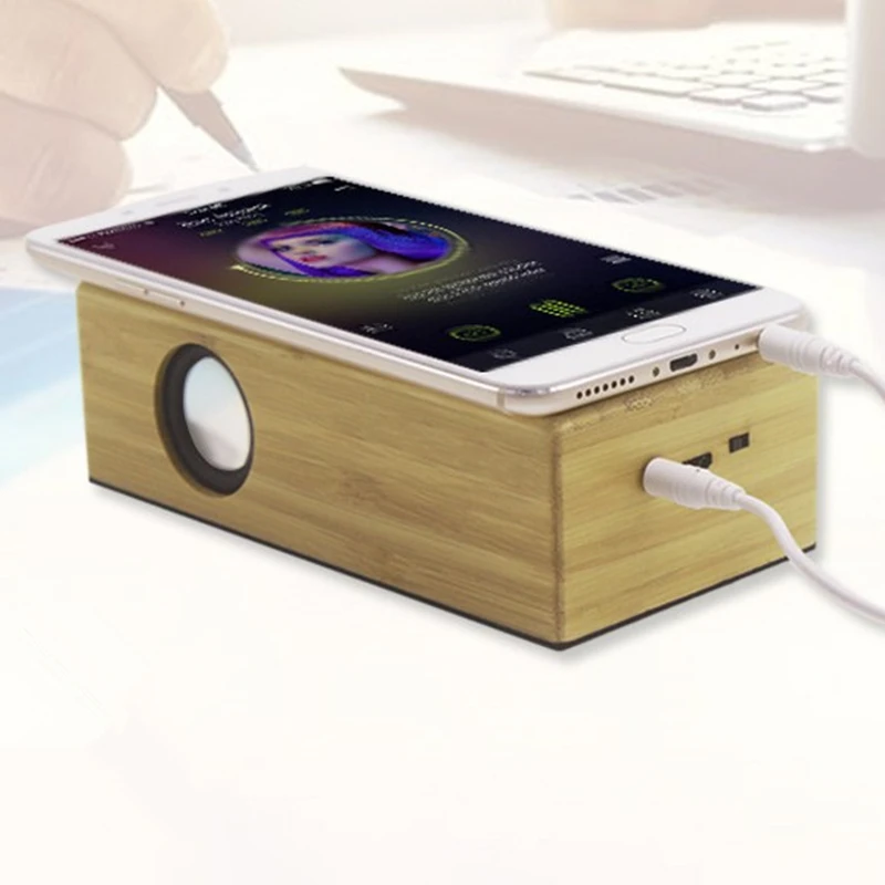 
Hot sale wooden small speaker creative wireless audio retro induction smart phone computer speakers 