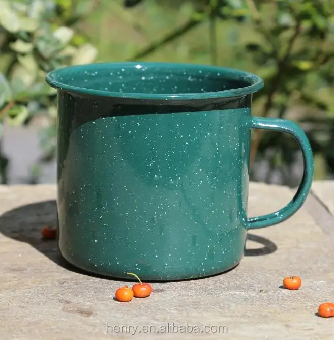 Зеленая эмалированная Кружка с зернистой поверхностью, 18 унций
