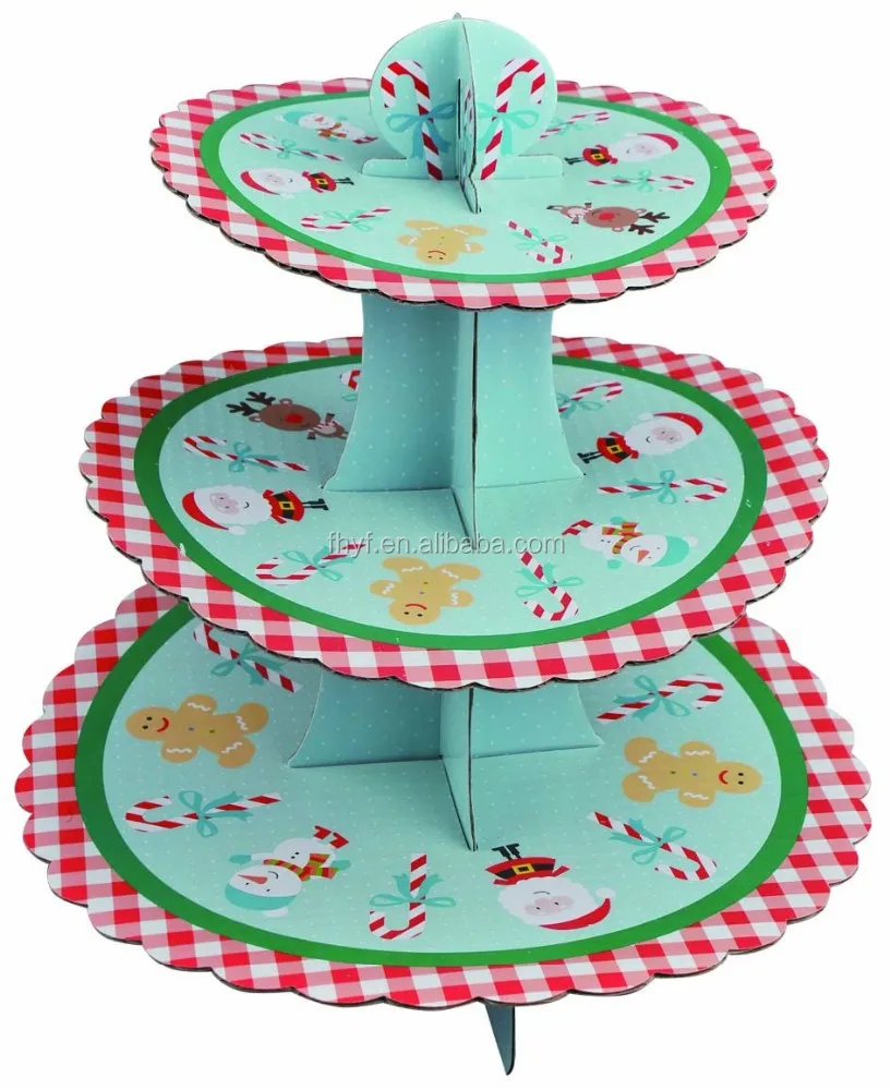 
3 tires Christmas Designed corrugated paper cupcake stands Ningbo 