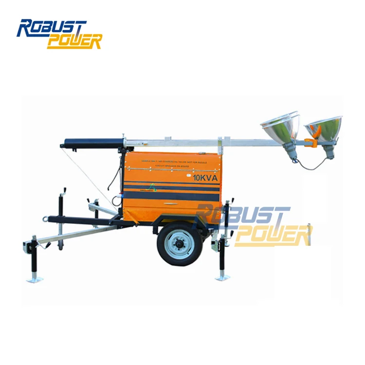 12Kw Winch Manual Light Tower Diesel Generator Mobile Lighting Plant