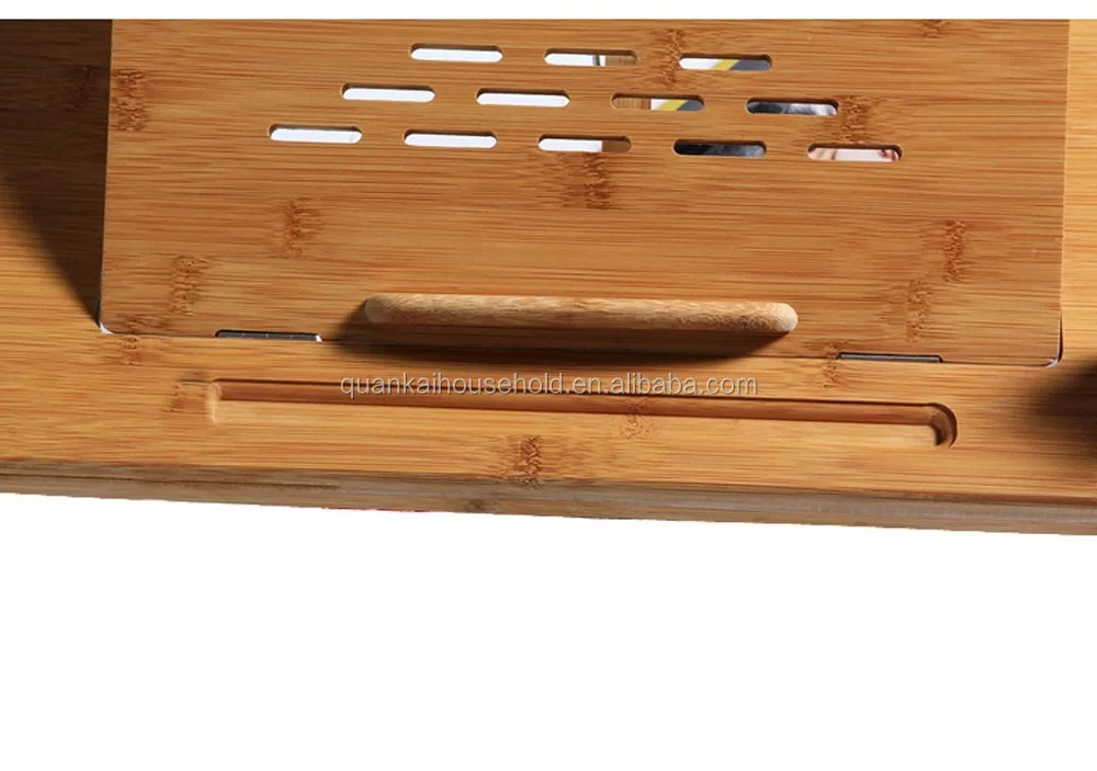 
Bamboo Adjustable Laptop Desk with USB Radiator Foldable Reading Table Serving/Bed Tray Desk 