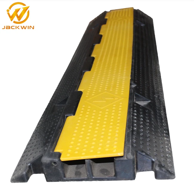 Yellow Jacket 2 Channel Electrical Wire Cable Protector/Rubber Kerb Ramps/Floor Cable Cover