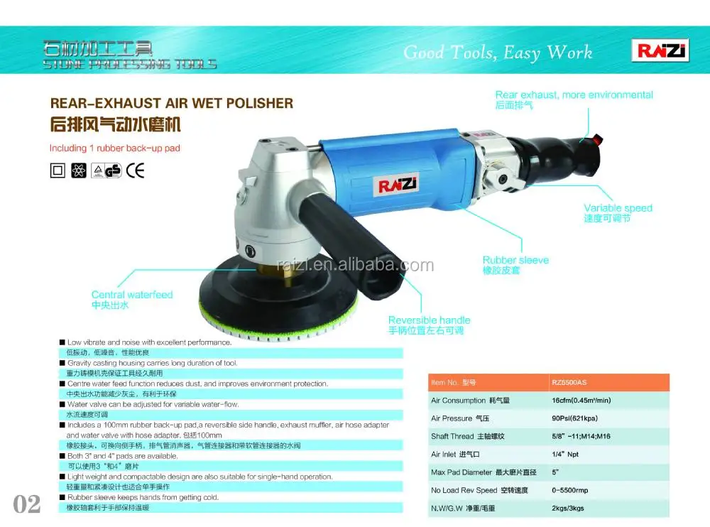 RAIZI-125mm 220V/110V best handhheld concrete grinding machine for grinding stone and concrete 900W