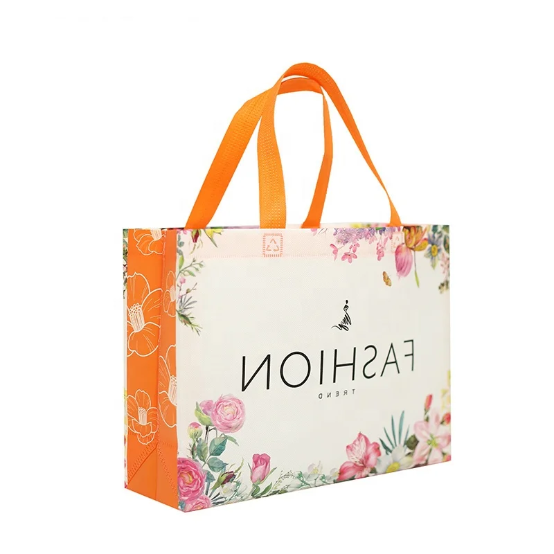 Floral Beauty Laminated Bags Reusable Eco Shopping Non-woven Shoe cloth tote Bag