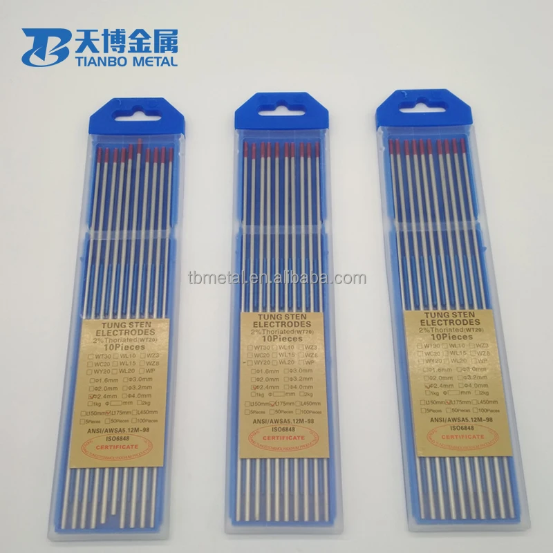 welding rods 1.8-2.2%Thorium RED color welding electrode manufacturer baoji tianbo metal company
