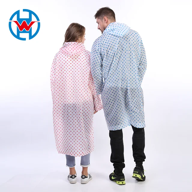 Fashionable Adult Cheap Custom 100% Waterproof EVA Seams Welded Recycled Long Rain Coat with wave point raincoats for adults