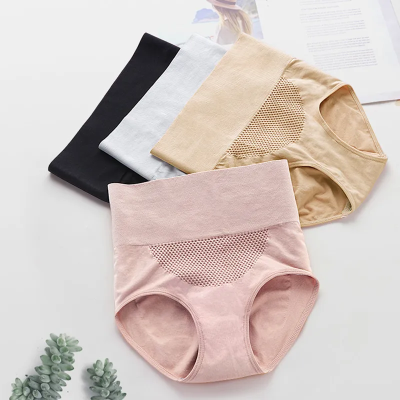 
New Women Massage Keep Warm Hip Up Panty High Waist 3D Honeycomb Panties 