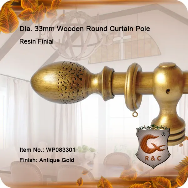 Antique silver hardwood decorative fancy curtain rods