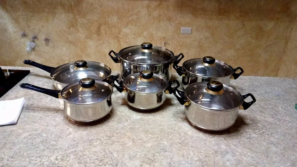 12pcs kitchen super capsule bottom stainless steel non stick cookware set