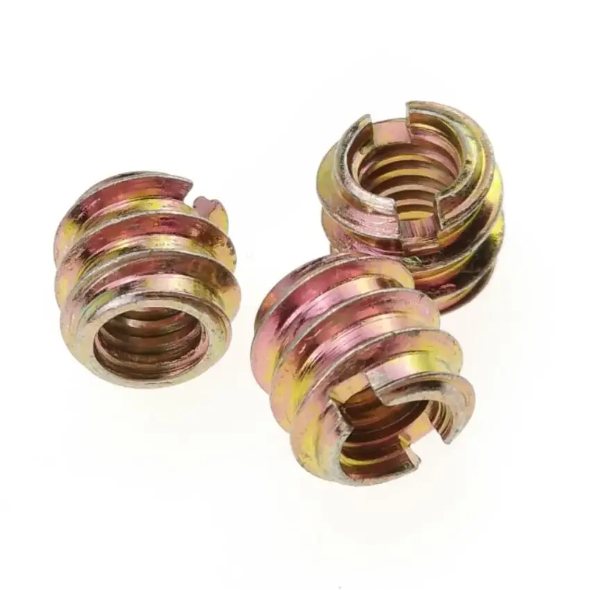 
M4 Yellow Galvanized Steel Slotted Insert Nuts for Furniture 