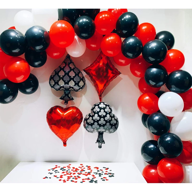 Las Vegas Casino Theme Party Decoration Set Black Red Latex Balloon Casino Night Poker Event Casino Birthday Decoration