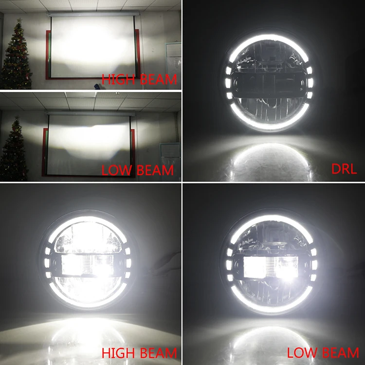 Loyo new black King Kong car led headlight DOT 7 inch round led headlight for Jeep Wrangler JL JK