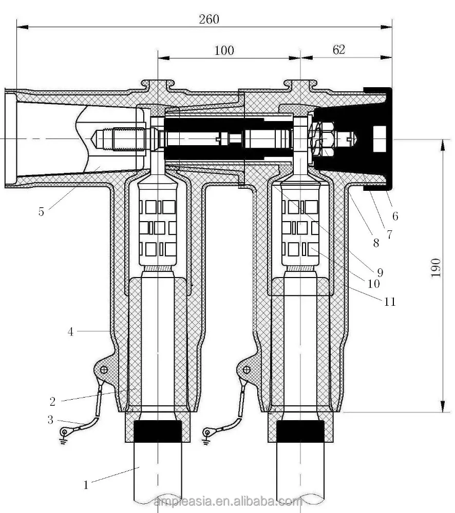 
 Разъемный соединитель для экрана 24kV 630amp электрический соединитель локтя  