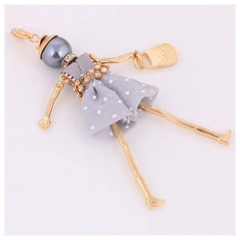 NEW Arrival doll key ring grey color skirt doll key chain golden plating doll key holder