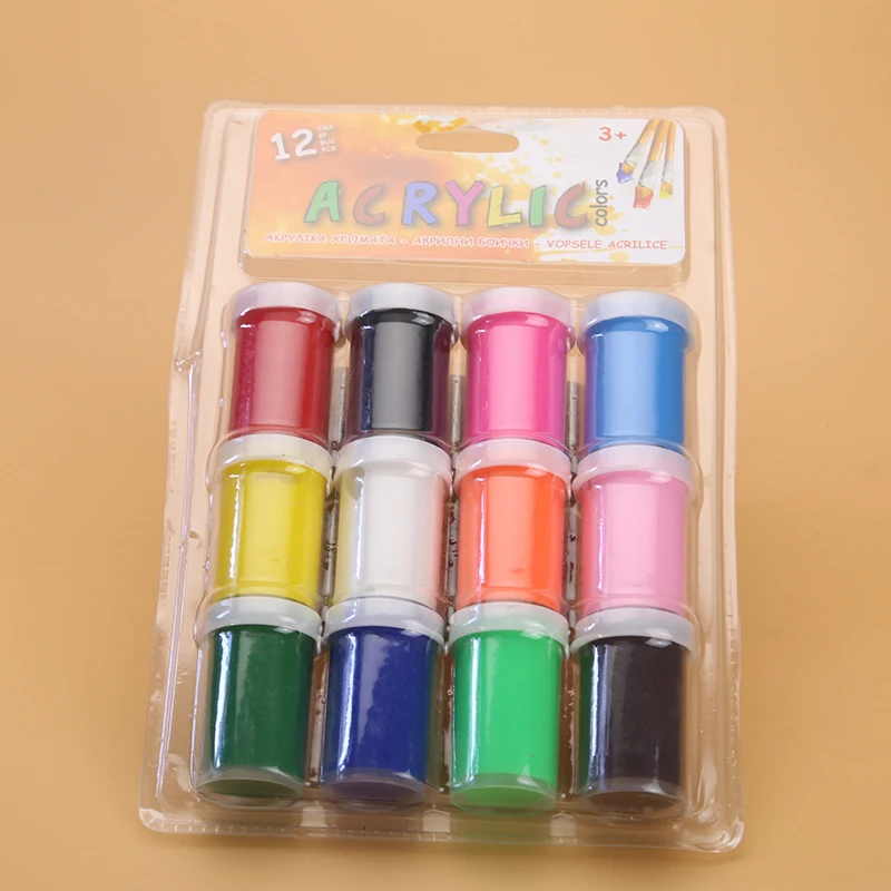 12x20ml acrylic color paint pots for kids art crafts