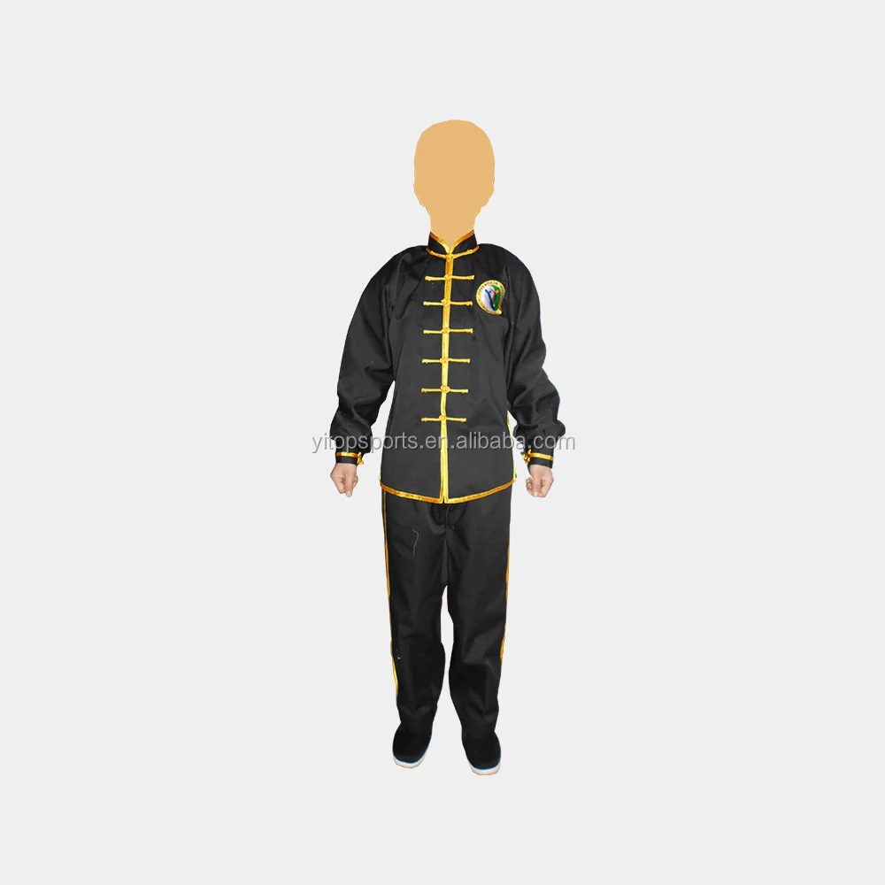 Training Chinese traditional black kungfu uniform wushu uniform
