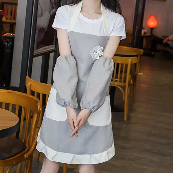 High quality lovely ruffle lady maid home kitchen cooking apron for women