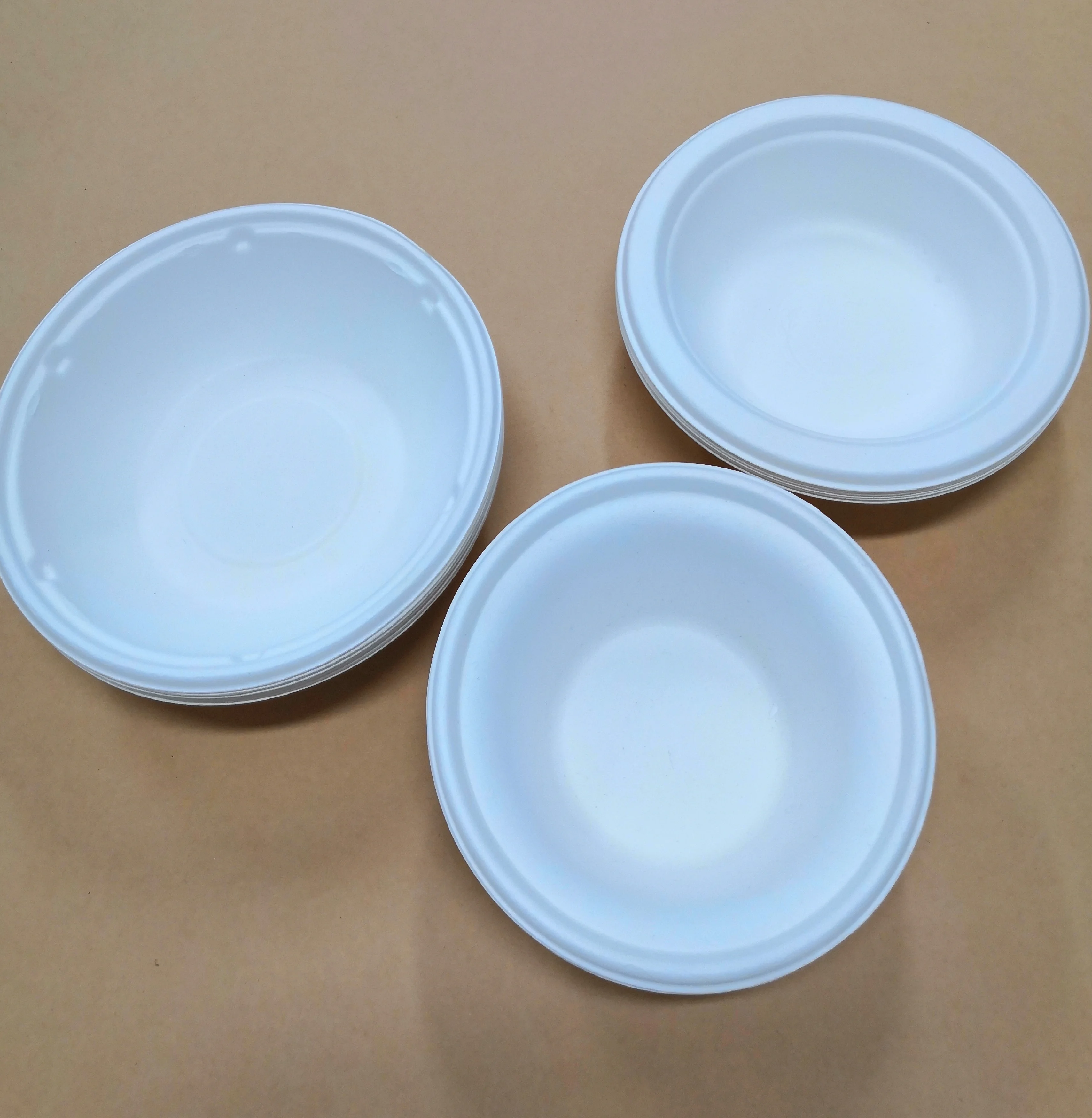 Bio-degradable Round Natural Disposable Sugarcane Bagasse Pulp Fiber Bowl 500ml 750ml Paper Salad Serving Paper Bowl