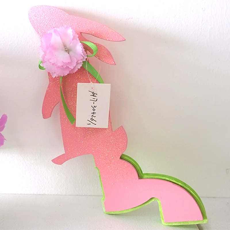 
Pink rabbit green base paper craft easter ornament holiday decoration 