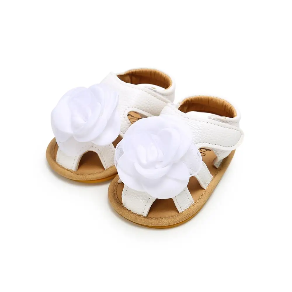 Летняя обувь из искусственной кожи на шнуровке с цветами, мягкая подошва, детские сандалии для девочек