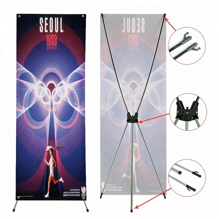 High Quality Newly Promotion Aluminum Pole Single Side Advertising Adjustable X banner Stand Display
