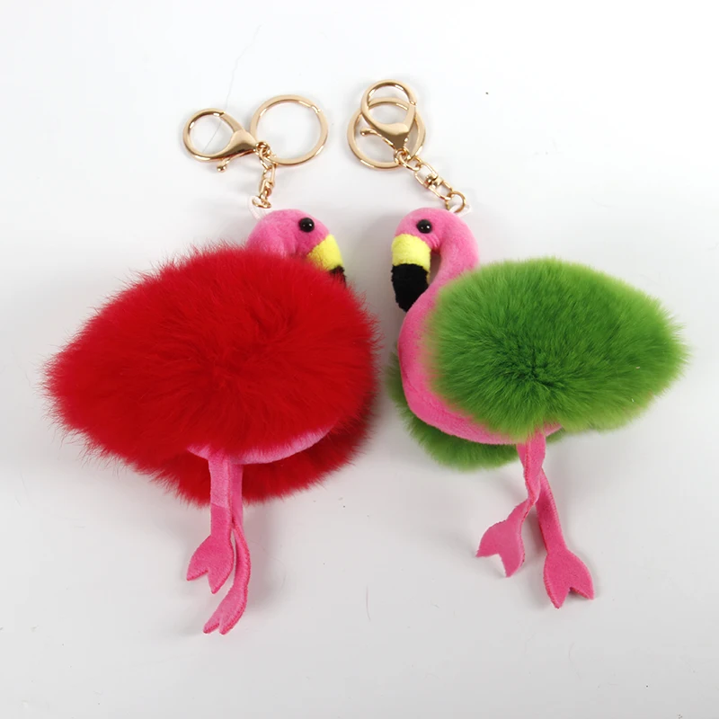 
Wholesale rabbit fur fire bird key pendant, fashion plush car key ring, suitable for all ages of key chain 