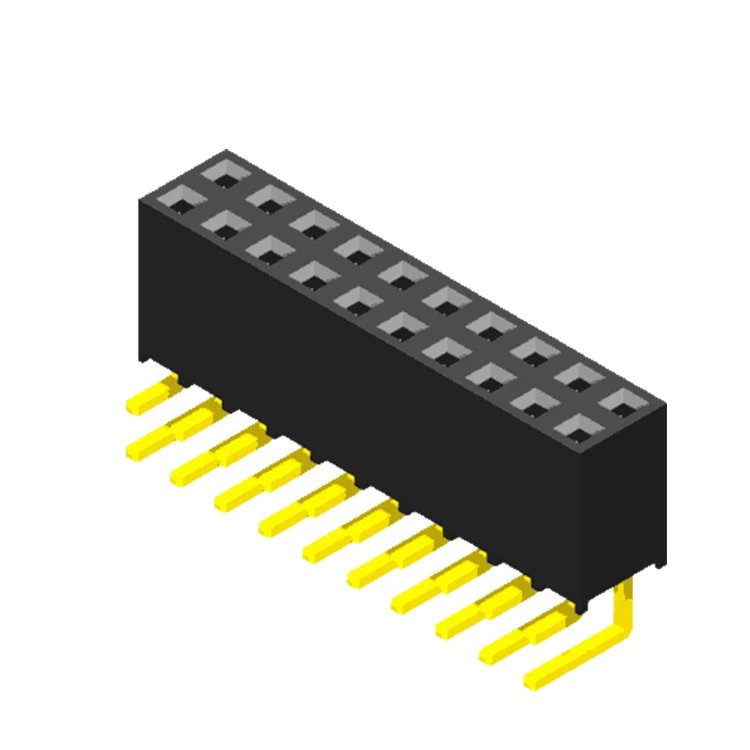 Dual Row Female Header with Cap, S.M.T/DIP 2.54mm Pitch Female Header, Single & Dual Row Straight