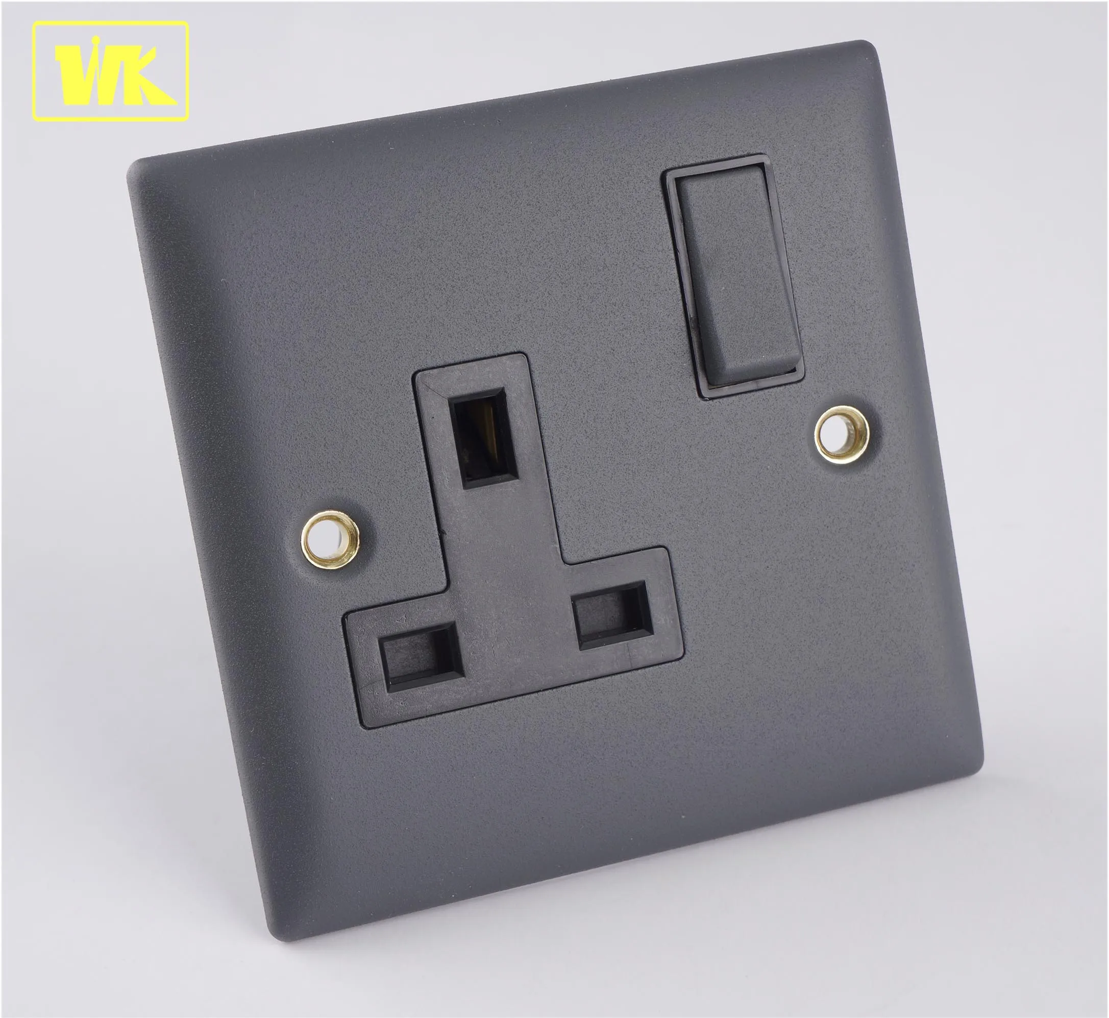 WK Anthracite 1 Gang 13amp UK Electrical Outlet Uk Type Plug Socket Wall Switched Socket