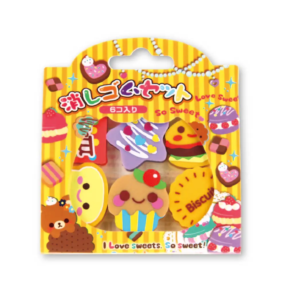 Direct selling promotionaal school 3d rubber custom food animal shape kids eraser