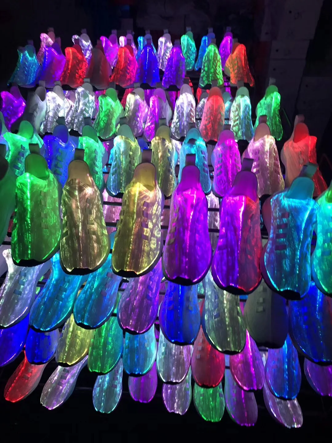 Крутой светящийся в темноте текстиль RGB светодиодная подсветка волоконно-оптическая ткань материал верхняя обувь