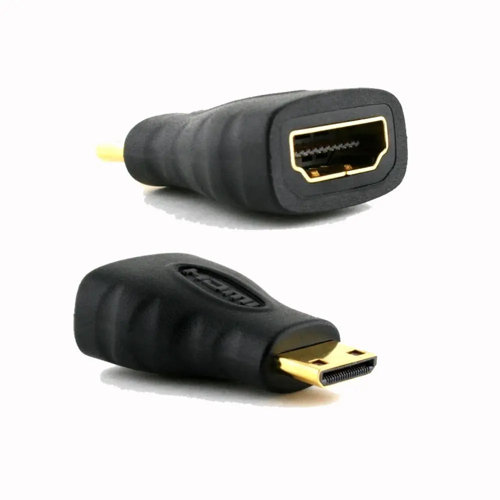 Gold Mini HDMI Male to H DMI Female Adapter Converter Plug Type A to C - Black