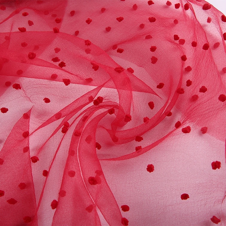 
new arrives organza Dot PLAIN DYED WOVEN thin polyester elegant dress jacquard terry fabric 
